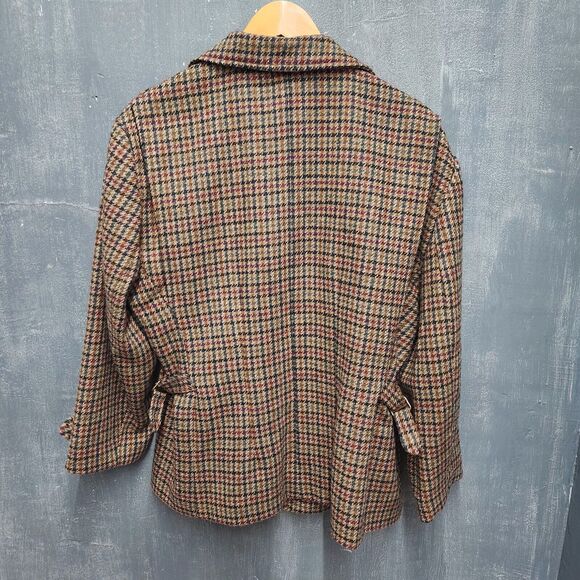 Vintage Character Suburban Wear Houndstooth Wool Lined Tailored Blazer Jacket 12 - Picture 15 of 16